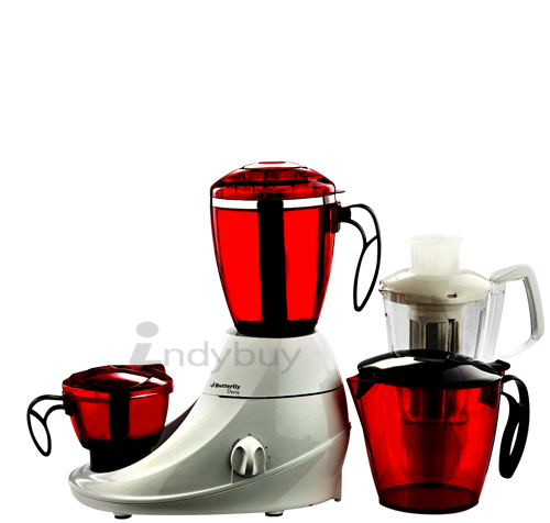 Butterfly Desire Mixer Grinder with 3 Jars (Red and White)